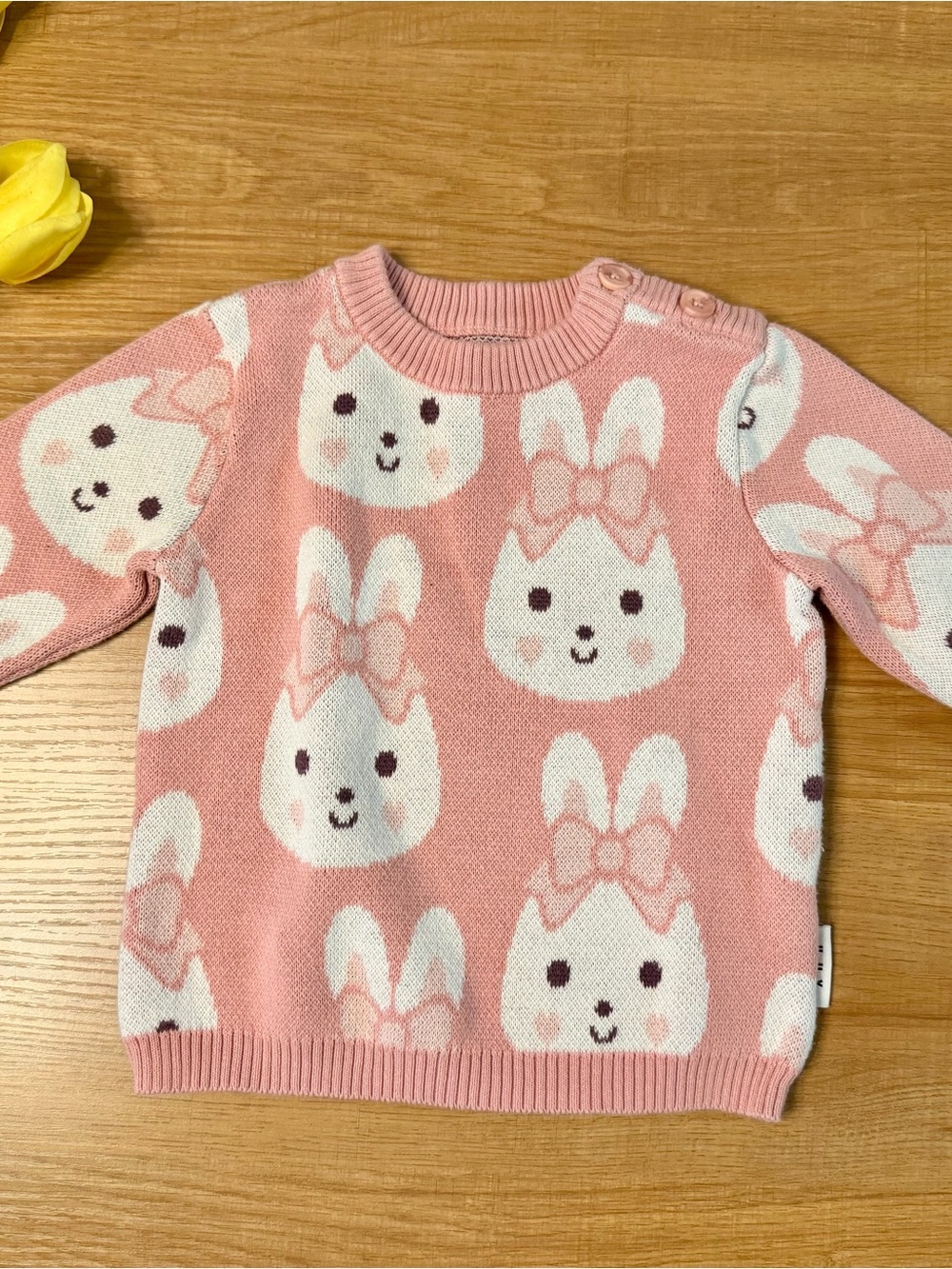 100% organic cotton Huxbaby Pink Bunny Sweater